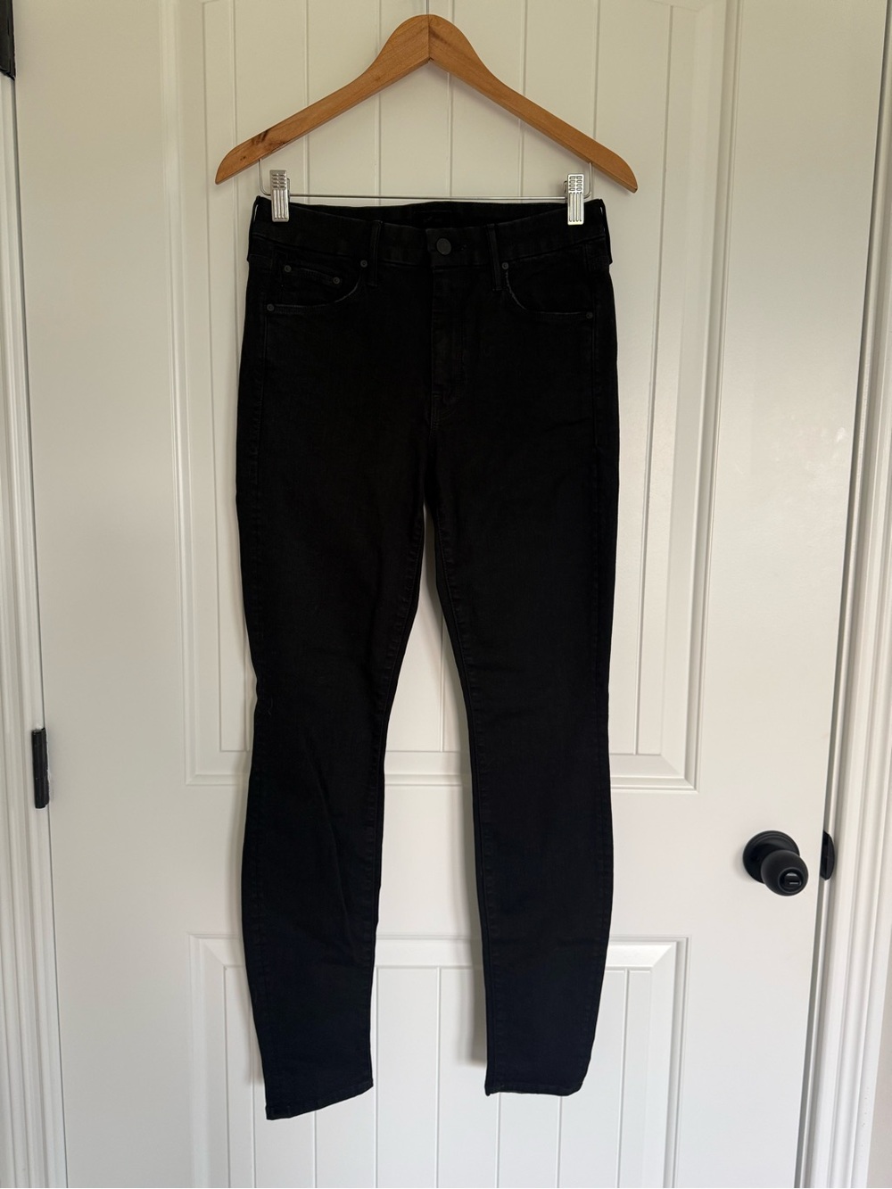 MOTHER Denim The Looker Skinny Jeans Black Not Guilty Premium Stretch Size 27